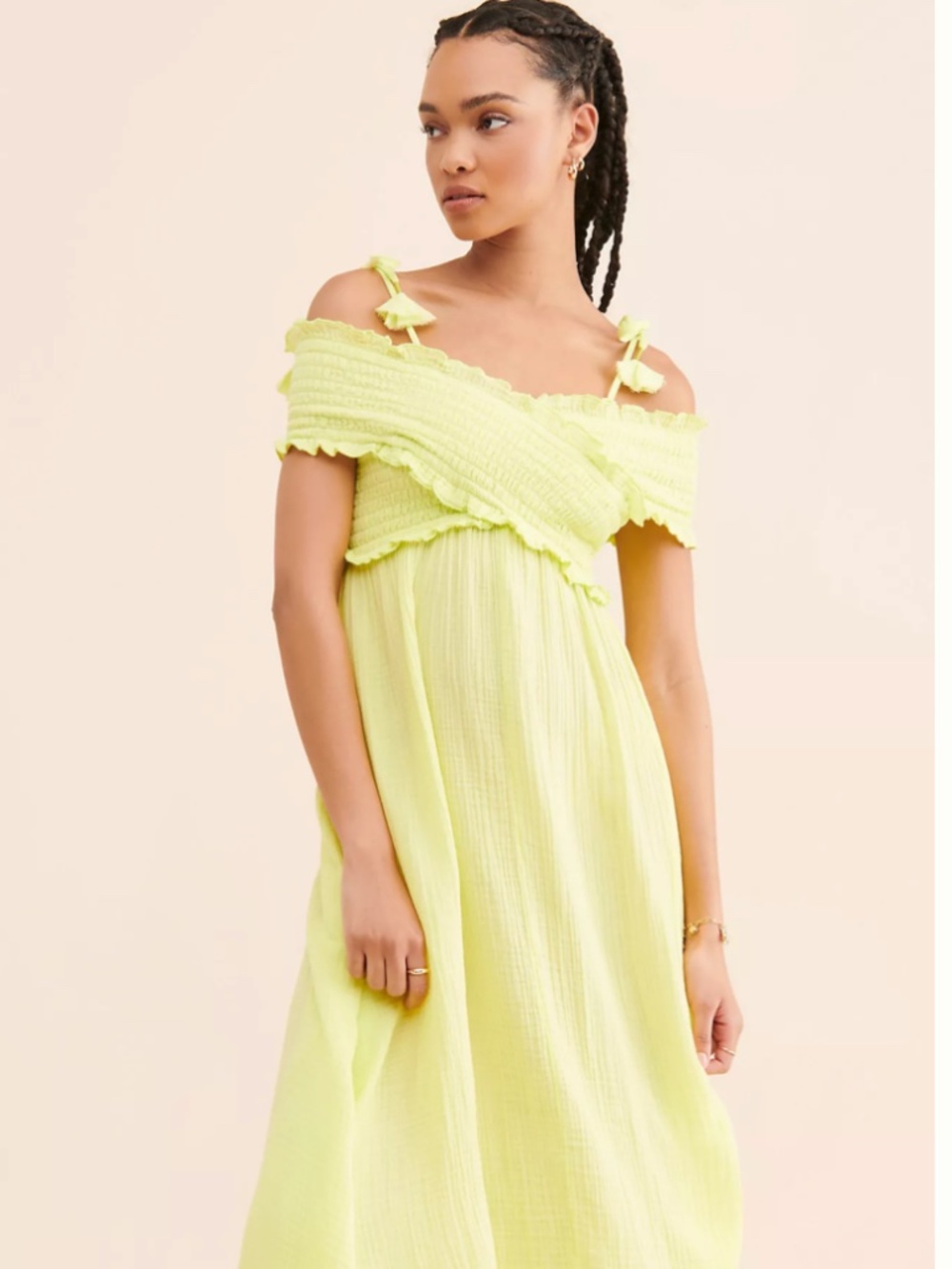 Neon Green Anthropologie Beach cover Dress, Size petite large